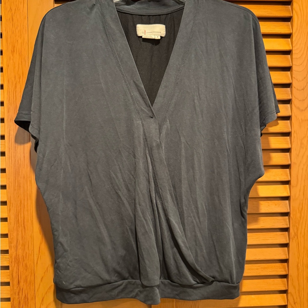 Anthropologie black-Gray Dolman Sleeve Blouse Relaxed Fit, M